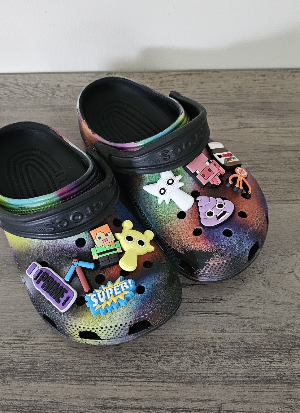 Crocs Kids Tie-Dye Clog with Charms - Multicolor Boy Girl J 1